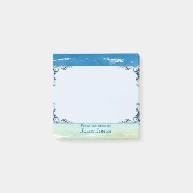 Meereswellen Küstenthema vom Schreibtisch aus Post-it Klebezettel (Vorderseite)