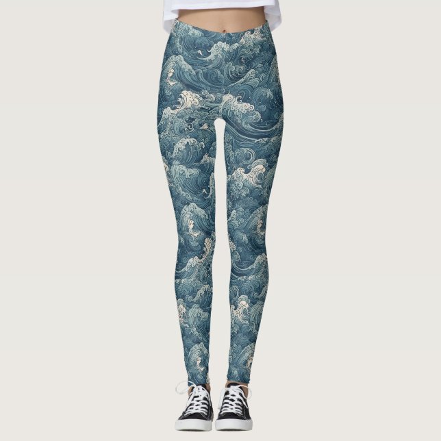 Meereswellen Leggings (Vorderseite)