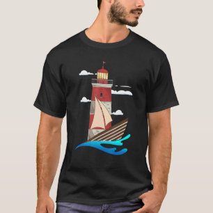 Meereswellen Nautical Segeln Ozean Segelboot Leuch T-Shirt