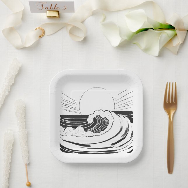Meereswellen Pappteller (Hochzeit)