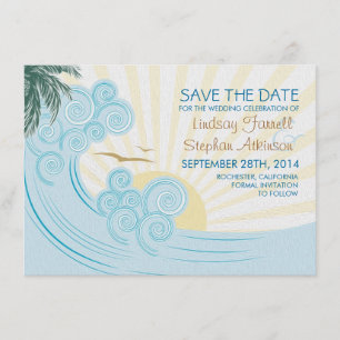 Meereswellen Strandhochzeit speichern Sie die Datu Save The Date