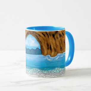 Meereswellen und Canyon Zeichnend Friedlich Tasse