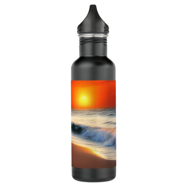 Meereswellen und Sonnenuntergänge auf Sanddusche Edelstahlflasche (Links)