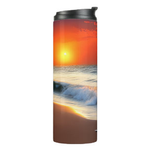 Meereswellen und Sonnenuntergänge auf Sanddusche Thermosbecher