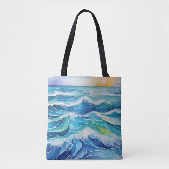 Meereswellen unter der Sonne Tasche (Vorderseite)