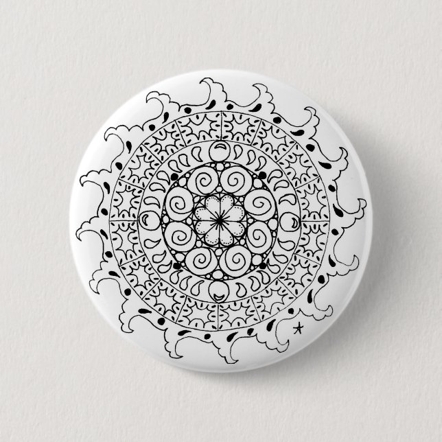 Meereswellen Zen-Mandala Button (Vorderseite)