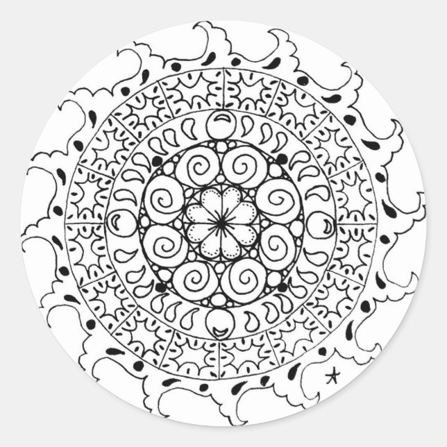 Meereswellen Zen-Mandala Runder Aufkleber (Vorderseite)