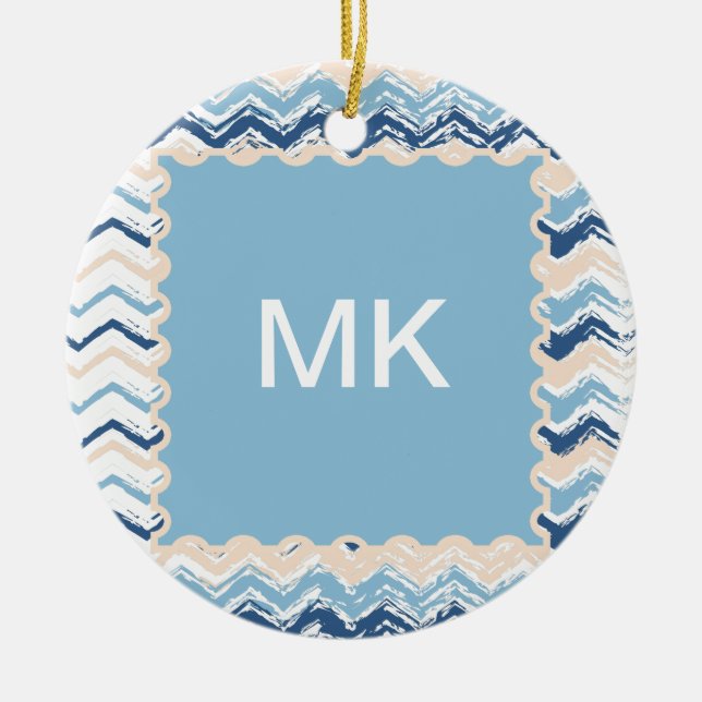 Meereswellen Zickzack Keramik Ornament (Vorne)