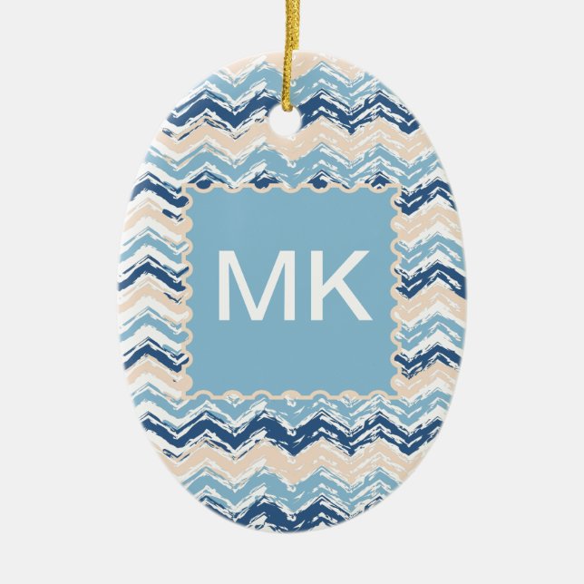 Meereswellen Zickzack Keramik Ornament (Vorne)