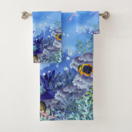 Meereswelt Deep Blue Unterwater Reef Badhandtuch Set