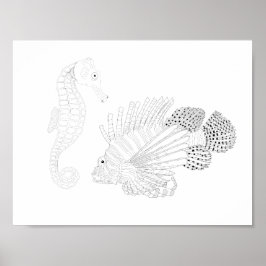 Meereswelt Erwachsenenfarbposter Poster