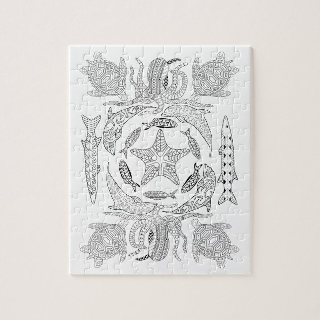 Meereswelt Erwachsenenfarbpuzzle (Vertikal)