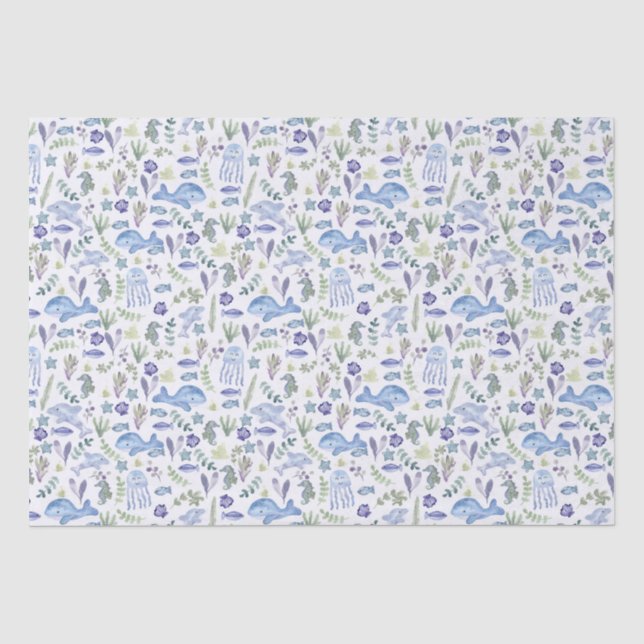Meereswelt Moderne Wasserfarbe  Seidenpapier (Vorderseite)