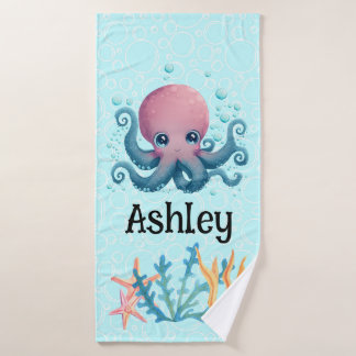 Meereswelt Oktopus personalisiertes Handtuch Badehandtuch