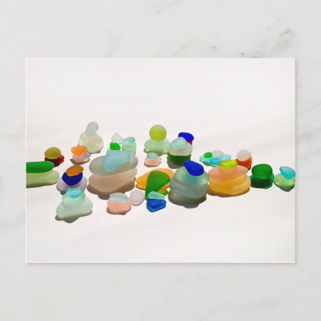 Meerglas, Beachglas, helle Regenbogenpost-Karte Postkarte (Vorderseite)