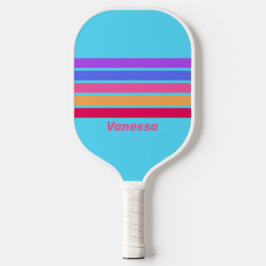 Meerglas durch Streifen mit Namen Pickleball Schläger