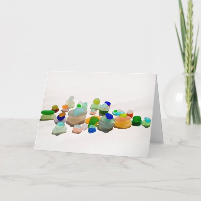Meerglas, Strandglas, heller Regenbogenblende Karte (Vorderseite)