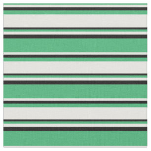 Meergrün, Weiß und Schwarz Streifen/Linien Muster Stoff