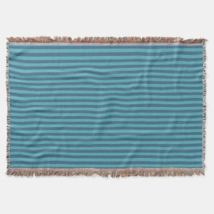 meergrüne und Jeansblaue Streifen Decke
