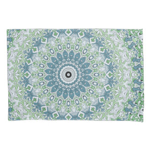 Meergrünes und blaues Küstenmandala-Muster Kissenbezug