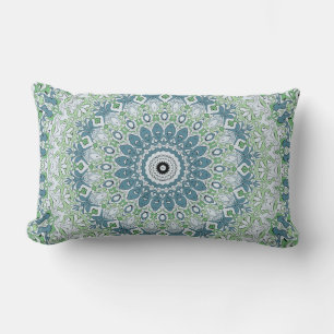 Meergrünes und blaues Küstenmandala-Muster Lendenkissen