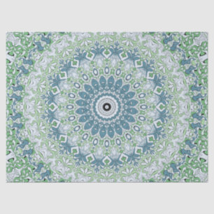 Meergrünes und blaues Küstenmandala-Muster Seidenpapier