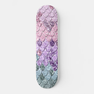 Meerjungenskala mit Unicorn Girls Glitzer #1 Skateboard
