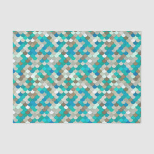 Meerjungenskala, Türkis, Aqua, Taupe & Creme Seidenpapier