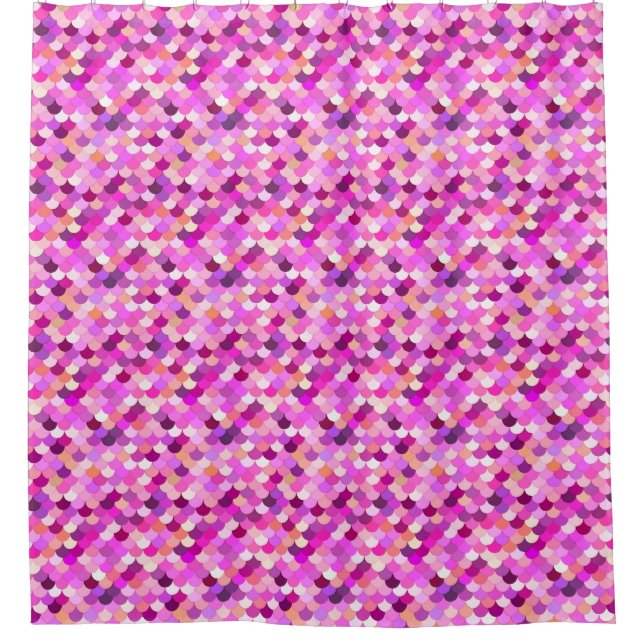 Meerjungenskales, Violet, Amethyst und Korallen Duschvorhang (Vorderseite)