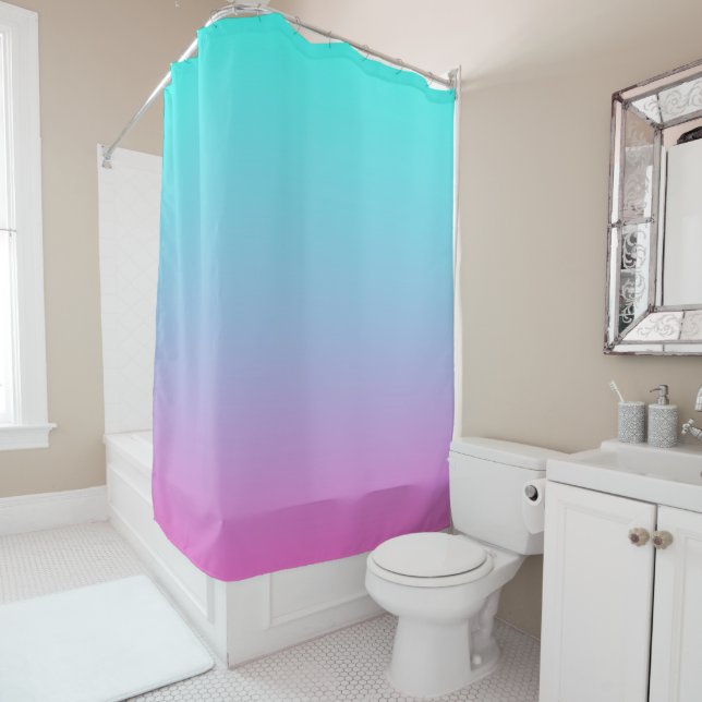 Meerjungfarben Farbverlauf lila rosa Aqua ombre Duschvorhang (Beispiel)
