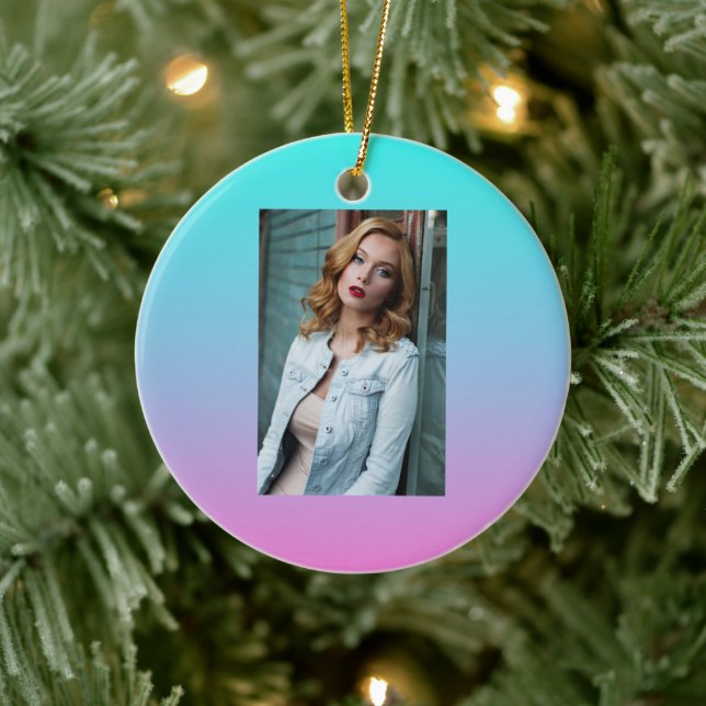 Meerjungfarben Farbverlauf lila rosa Aqua ombre Keramik Ornament (Baum)