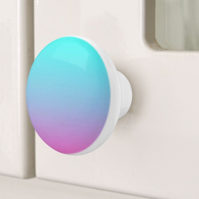 Meerjungfarben Farbverlauf lila rosa Aqua ombre Keramikknauf (Mermaid colors gradient purple pink aqua ombre ceramic knob)