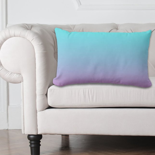 Meerjungfarben Farbverlauf lila rosa Aqua ombre Lendenkissen (Mermaid colors gradient purple pink aqua ombre lumbar pillow)