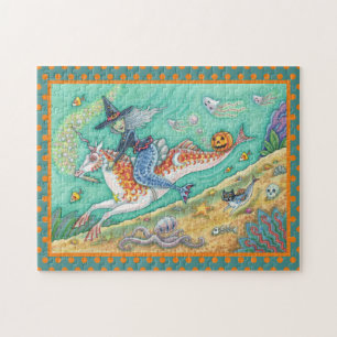 MEERJUNGFER HEXE, FANTASY HALLOWEEN MERHORSE PUZZL