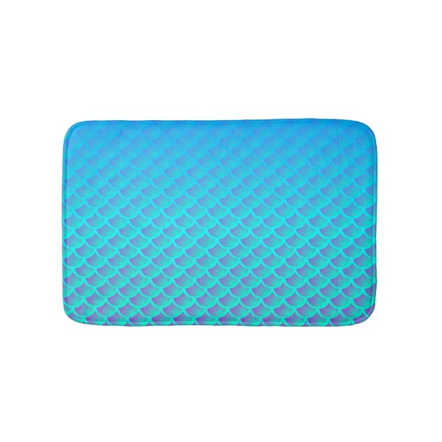 Meerjungfernmuster in Aqua Blue und Lila Badematte (Vorderseite)