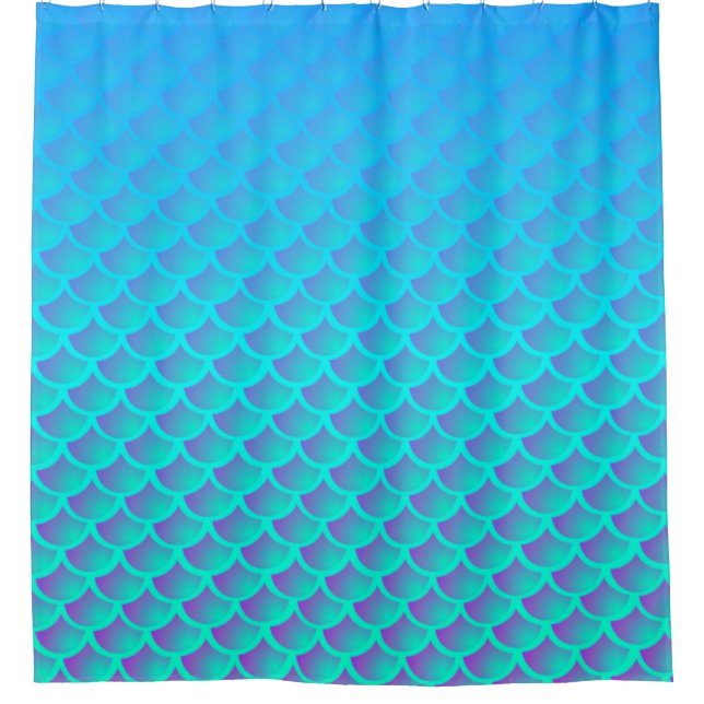 Meerjungfernmuster in Aqua Blue und Lila Duschvorhang (Vorderseite)