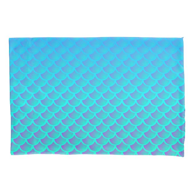 Meerjungfernmuster in Aqua Blue und Lila Kissenbezug (Vorderseite)