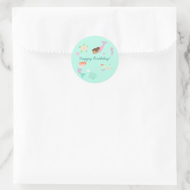 Meerjungfrau 1,5" Rund Sticker (Tasche)