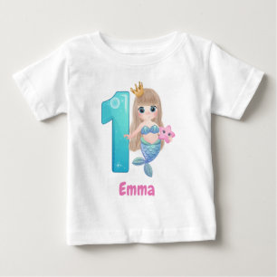 Meerjungfrau 1. Geburtstag Baby T-Shirt 
