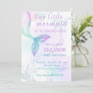 Meerjungfrau 1. Geburtstag im Meerjungfrau-Party Einladung