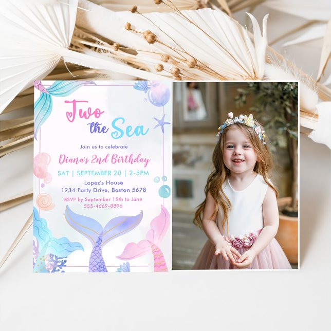 Meerjungfrau 2. Geburtstag 2. Foto des Party Einladung (Von Creator hochgeladen)