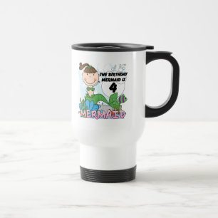 Meerjungfrau 4. Geburtstag T - Shirt und Geschenke Reisebecher