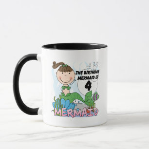 Meerjungfrau 4. Geburtstag T - Shirt und Geschenke Tasse