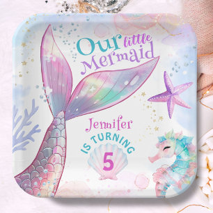 Meerjungfrau 5. Geburtstag unter der Meeresrausche Pappteller