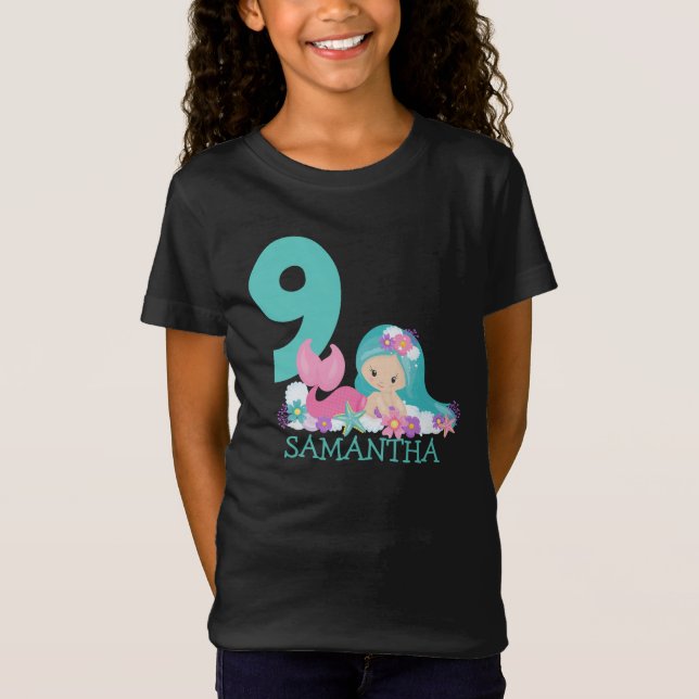 Meerjungfrau 9. Geburtstag Marina - Vom T - Shirt (Vorderseite)