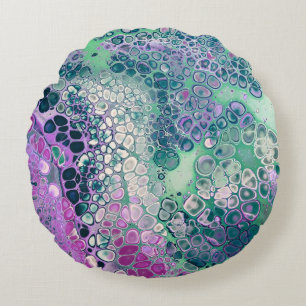 Meerjungfrau Acrylpour, Cool farbig Abstrakt Rundes Kissen
