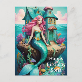 Meerjungfrau Alles Gute zum Geburtstag  Postkarte