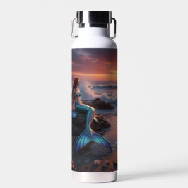Meerjungfrau am Meer beim Sonnenaufgang Trinkflasche