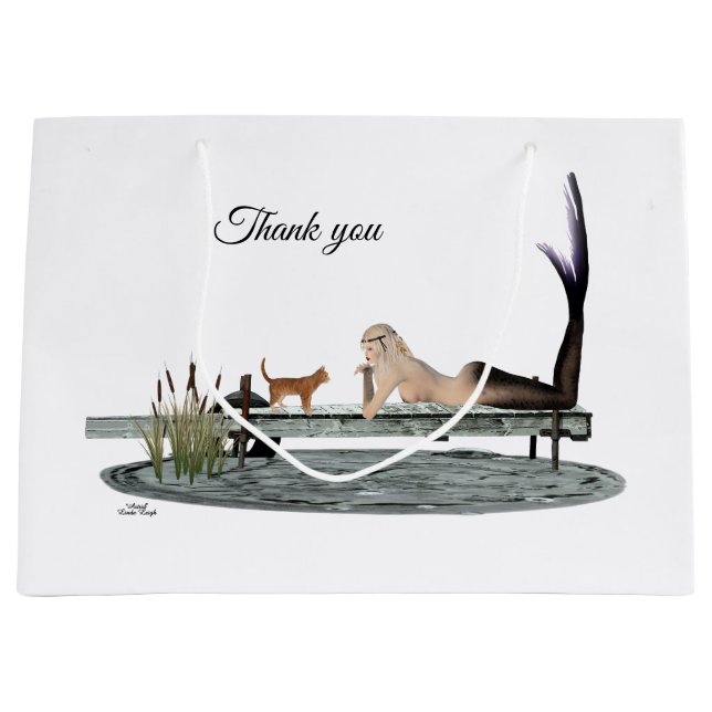 Meerjungfrau am Strand Dock Geschenktasche Große Geschenktüte (Vorderseite)
