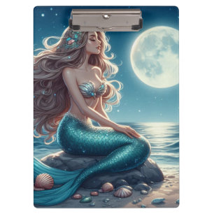 Meerjungfrau am Strand in der Nacht Klemmbrett